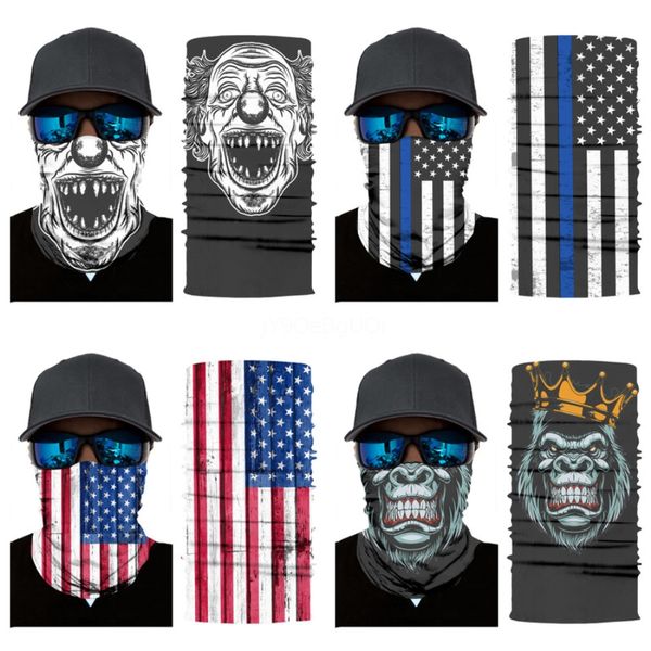 

3d animal seamless magic skull scarf multifunctional bandana neck warmer women men fishing bicycle cycling headband balaclava#731, Blue;black