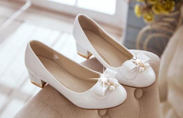

women's shoes in spring and autumn middle round head bowknot@2043, Black