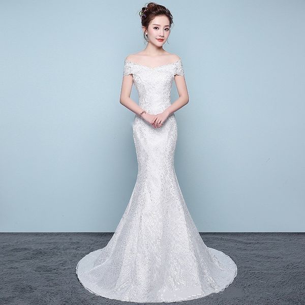 

luxury mermaid wedding dresses train vestidos de novia 2020, White
