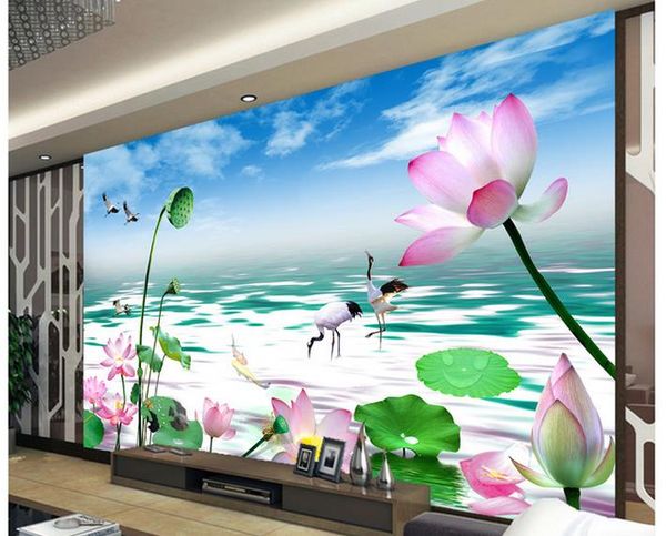 

3d стереоскопический обои фон украшения стены росписи лотоса фон стены