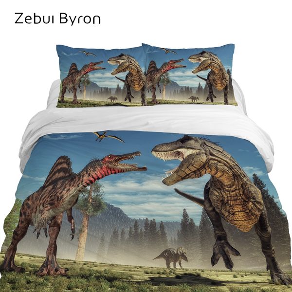

3d cartoon kids bedding sets,children bed set,duvet cover set animal tyrannosaurus dinosaur ,blanket/quilt cover set,drop ship