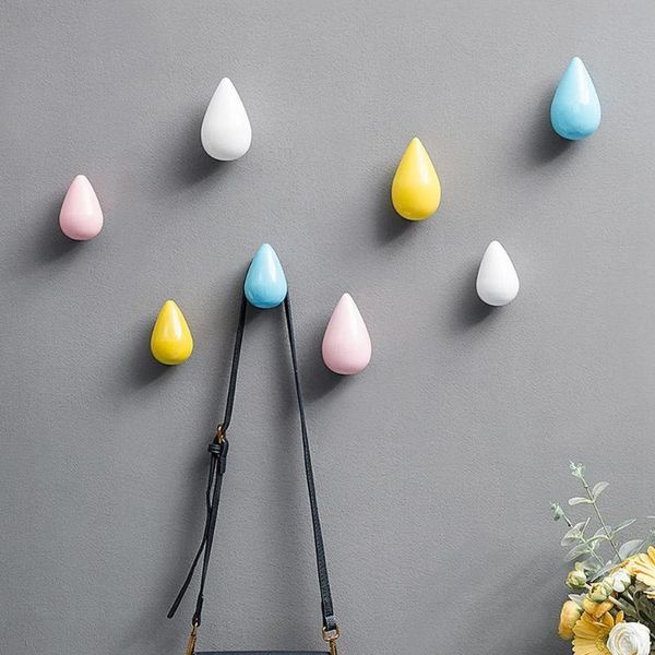 

hooks & rails wood wall hanger water drop shape bathroom decoration hat door for hanging single hook coat holder room k2t9