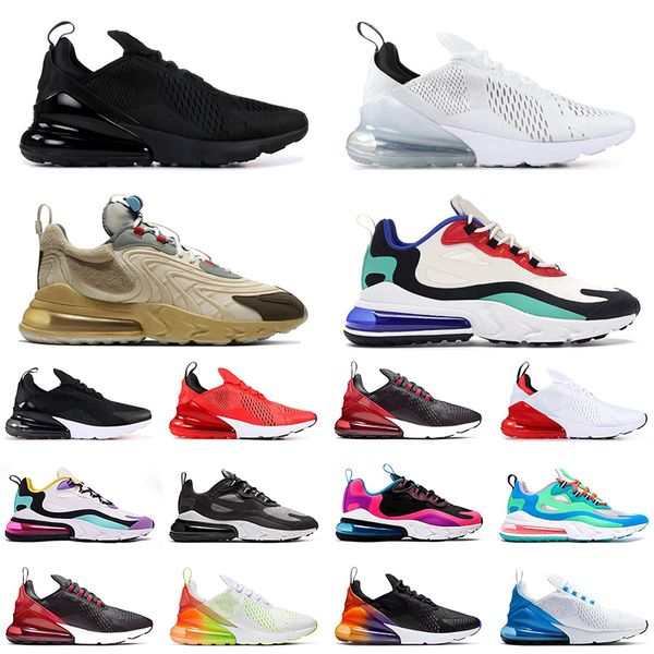 

270 triple black mens women running shoes travis 270 react bauhaus throwback future bred trainers sports sneakers size 36-45