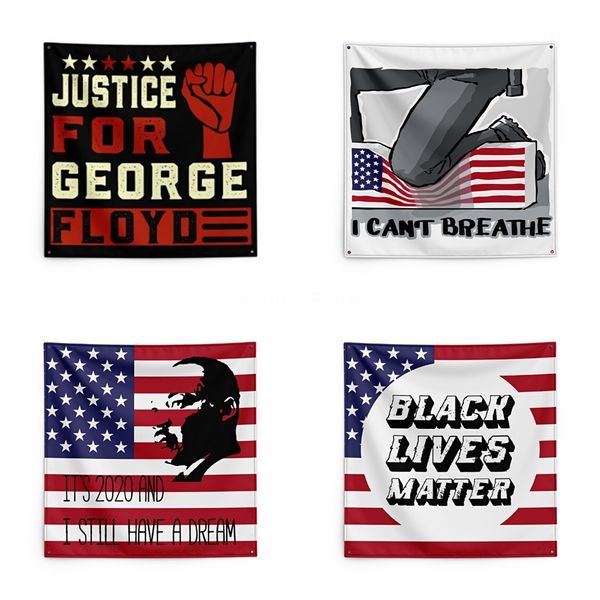 

justice for george floyd printing tapestry black lives matter household wall banner 150*150cm #qa36990