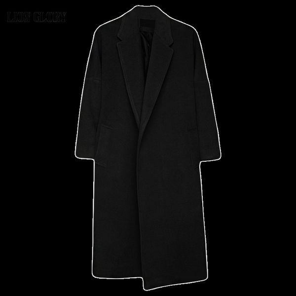 

winter long coat wool mens abrigo lana chaqueta larga hombre casual winter coat manteau homme woolen men trench, Black