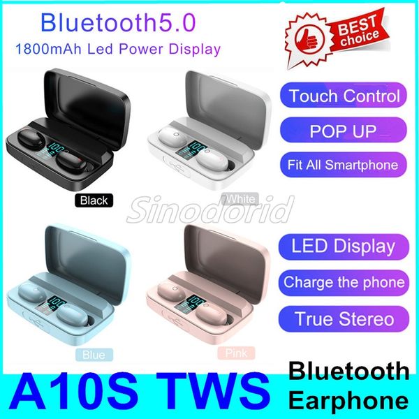 A10S macaron tws auricolari bluetooth auricolari display a led Gioco Accoppiamento automatico Auricolare in-ear con custodia di ricarica