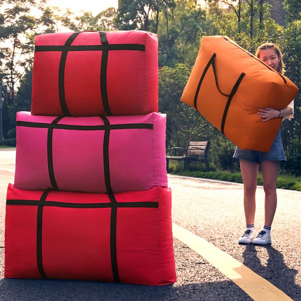 

105l-180l high capacity canvas closet organizer 5 colors quilt clothing storage organizer for luggage wardrobe bedside