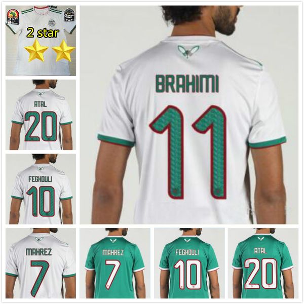 

2 звезды 2019 футбола джерси африка кубок алжира mahrez feghouli slimani брахого мужчина футбол рубашка комплект 19 20 алжира майо-де-футовы, Black;yellow