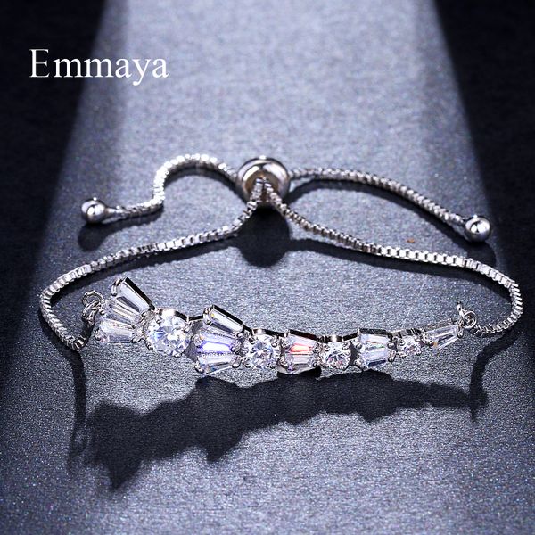 

emmaya cubic zirconia crystal cz adjustable bracelet for women in silver color wedding party jewelry, Black