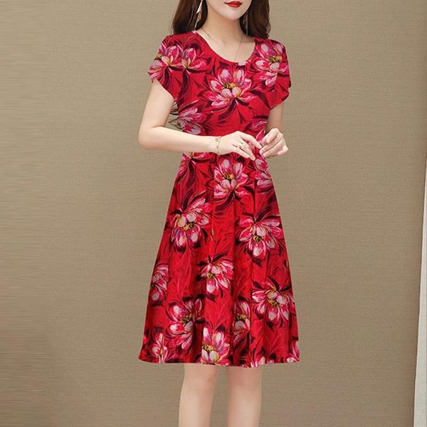 

women fashion summer dress lady elegant o-neck short sleeve retro printing dress beach bohemian vestidos de verano, White;black
