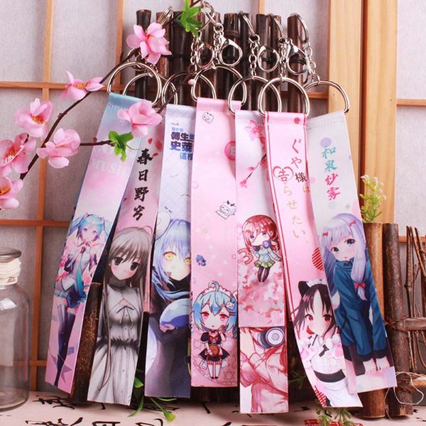 

fashion anime figure pattern ribbon beautiful keyrings bag pendant bell charm dangle key chain jewelry, Silver