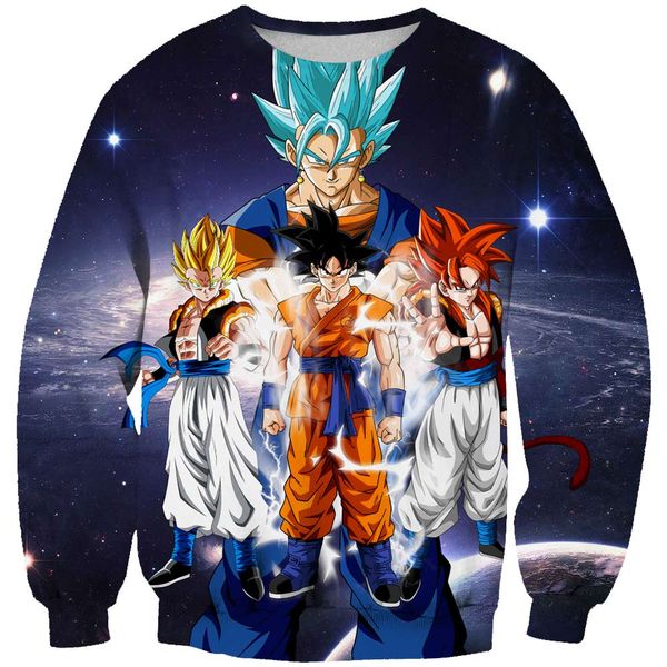 

classic cartoon z goku sweatshirt men women long sleeve outerwear cute anime 3d casual crewneck pullover, Black