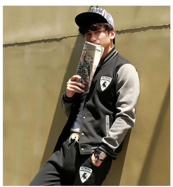 

mens designer tracksuits fashion contrast color long sleeve stand collar sport suits mens luxury sport style tracksuits, Gray