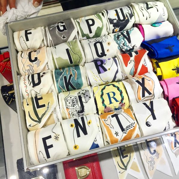

new pattern tarot new 26 letters women silk scarf bag skinny constellation design print fashion head scarf brand small tie