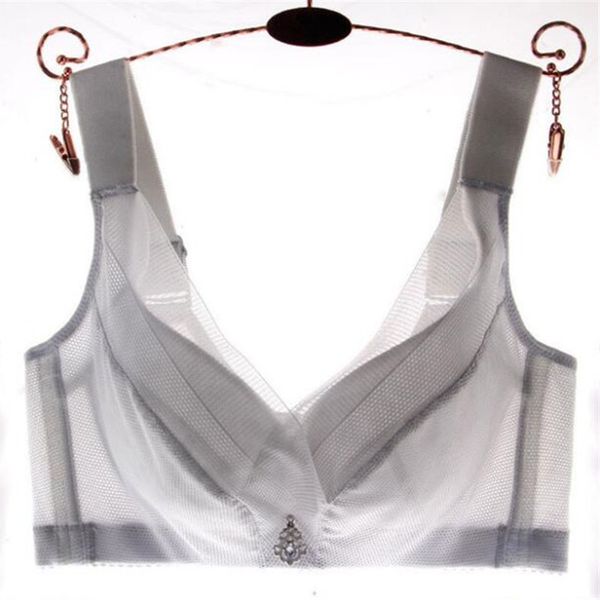 

2020 summer women's plus size 120d women's lingerie ultra-thin bra gathered lace transparent bras gray dropshipping, Red;black