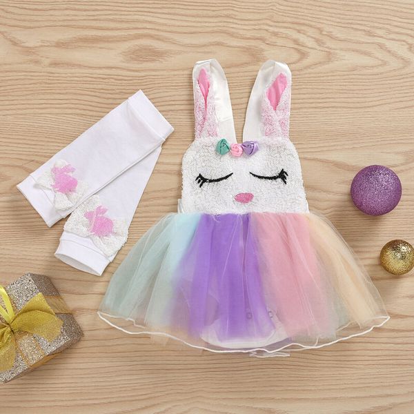 

toddler kids baby girl cartoon clothes romper dress backless lace tutu dresses set, White