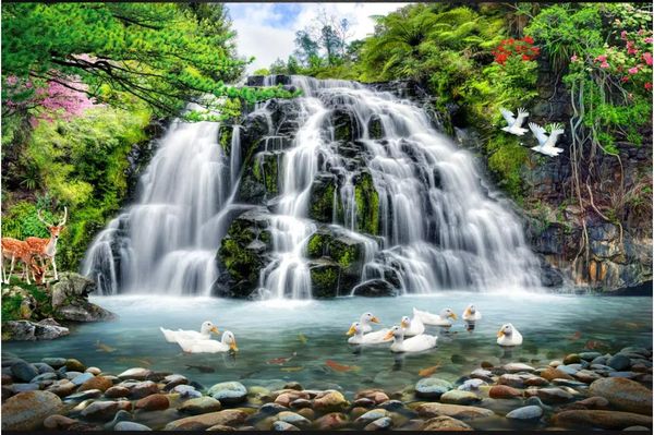 

custom p mural wallpaper 3d murals idyllic landscape scenery flowing water waterfall mural background wall papers home decor