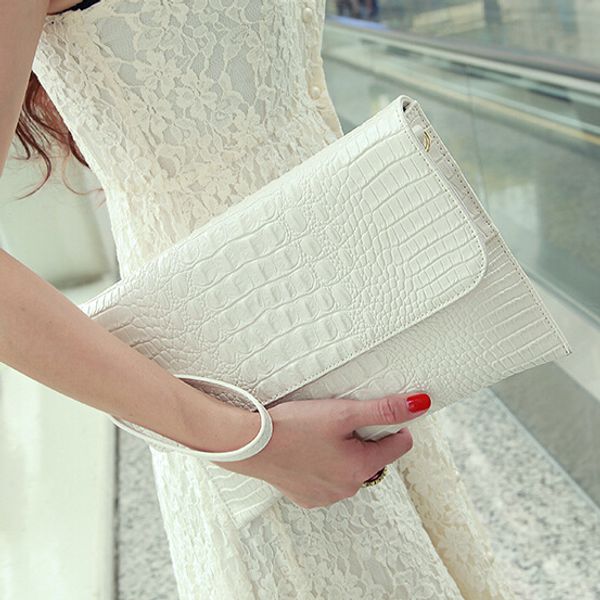 

european and american new ladies leather envelope handbags clutch crocodile pattern dinner bag party evening dress ladies