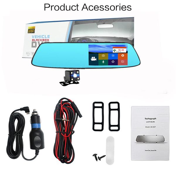 

hd 1080p night vision car dvr camera rearview mirror digital video recorder dual lens reversing image driving recorder 17