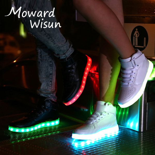

размер 27-42 charge usb светящийся кроссовки корзинки водить обувь с высвечи подошва мальчики светящиеся дети enfant led тапочки, Black;red