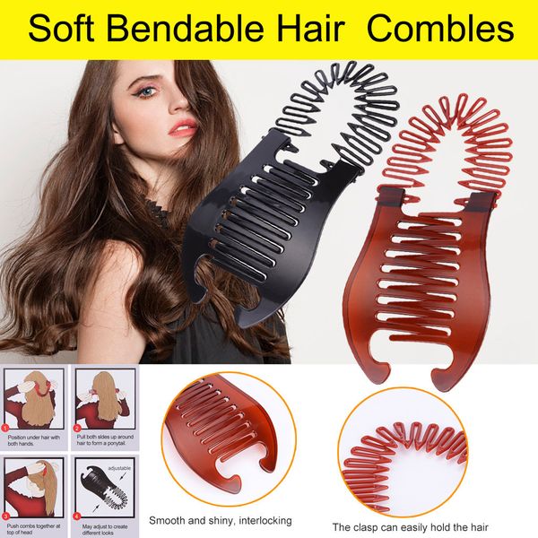 

2pc hair holding tool ponytail rubber bands clip scorpion type hair braider, Brown