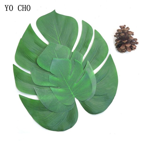 

yo cho 6pcs monstera deliciosa turtle leaf fake plants garden decor diy artificial green silk leaves for home party decorative