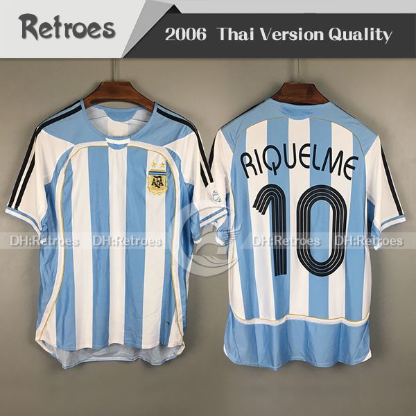 

2006 world cup argentina retro soccer jersey 06 home shirts messi 19 carlos tevez roman riquelme cambiasso crespo gabriel heinze football sh, Black;yellow