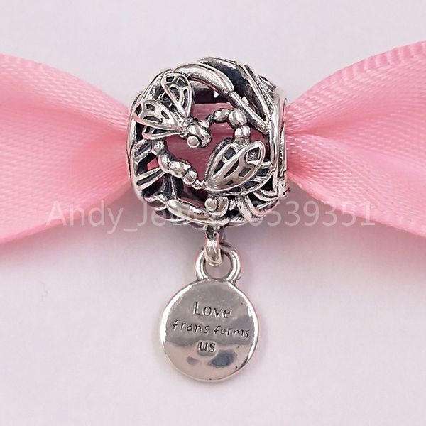 Andy Jewel autêntico 925 SERLING SLATER SHIGHS Openwork Dragonfly Love Charms Charms Charm
