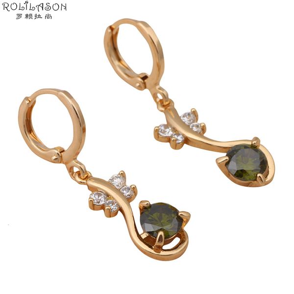 

green zirconia golden tone crystal dangle drop earrings for women dinner health nickel lead fashion jewelry je220, Silver