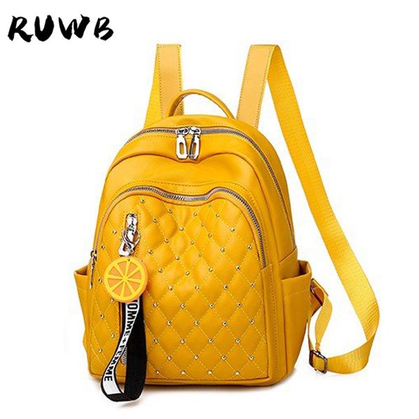 

women backpack purse pu leather anti-theft casual shoulder bag fashion ladies satchel bags girls yellow plaid travel backpacks