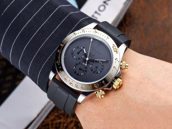 

super watches 070 montre de luxe 40mm japanese multi-purpose quartz movement stainless steel case with sapphire mirror mens watches, Slivery;brown