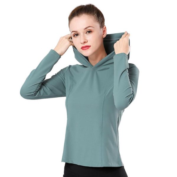 

sports hoodies female nylon dry fit solid yoga clothing ladies fitness sportswear jogging sweatshirts outdoor long sleeve shirts, White;red