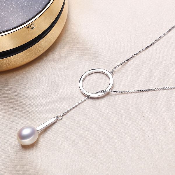 

2018 new arrival high luster natural freshwater pearl pendants necklace women fashion 925 sterling silver jewelry price