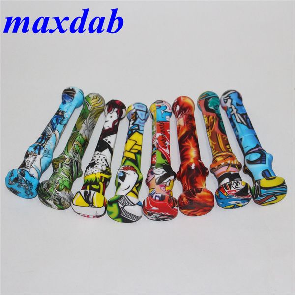 DHL Smoking Mini 14mm Silicone Nectar pipe Kit Titanium Tip chiodo al quarzo Food Grade Silicon hand pipe oil rig