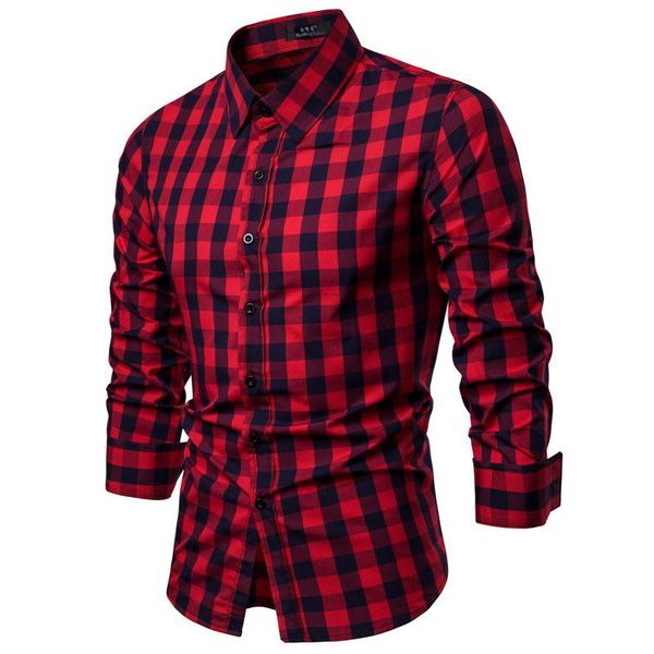 

plaid shirt men's button down slim fit long sleeve shirts 2019 spring new male casual shirt plus size man clothes, White;black