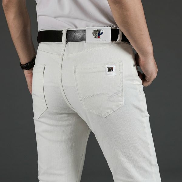 

men's jeans white denim trousers men baggy slim fit pants classic jean homme spijkerbroeken heren biker soft fashion, Blue