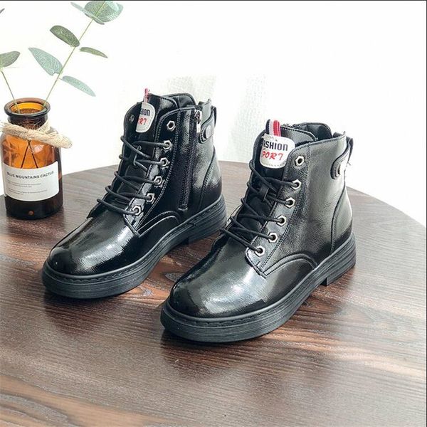 

mhysa 2019 winter fashion flat shoes woman high heel platform pu leather boots lace up women shoes ankle boots 35-40 l843, Black