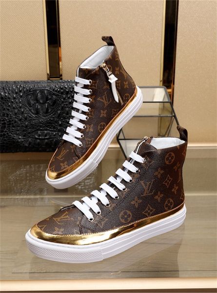 

8 louis vuitton gucci brand luxury men casual leather walking sports trainer sneaker running shoes with box a203, Black