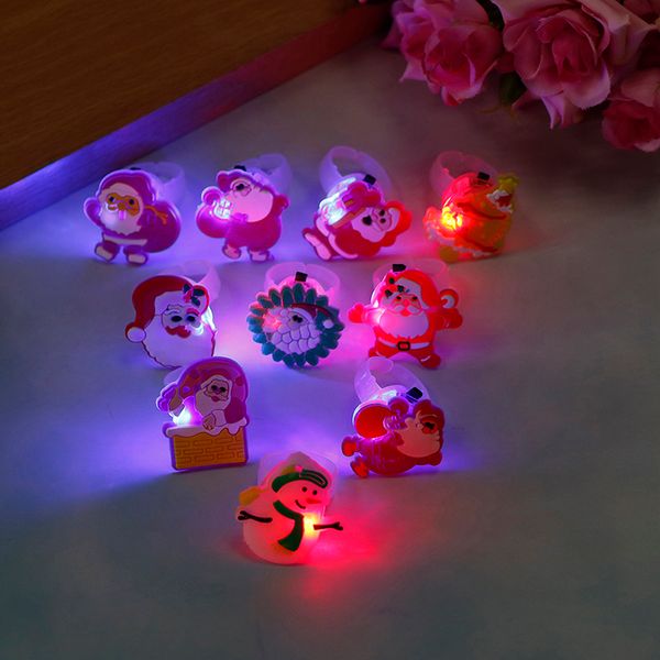 

10pcs/lot led flashing light up glowing finger ring toys christmas new year party favor gifts toys for children