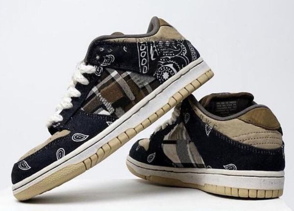 

new travis scotts x sb dunk low sneakers men women cactus jack parachute beige petra brown black sports shoes with box