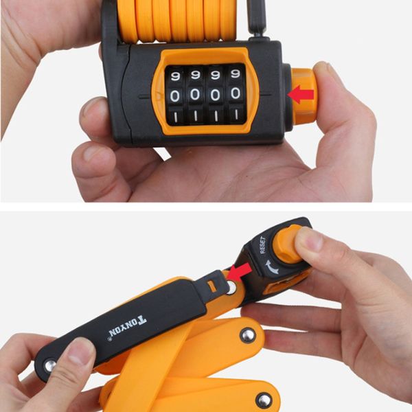 

4 digit combination password bicycle lock folding bike lock steel safety for bikes anti-theft security bicycle tool