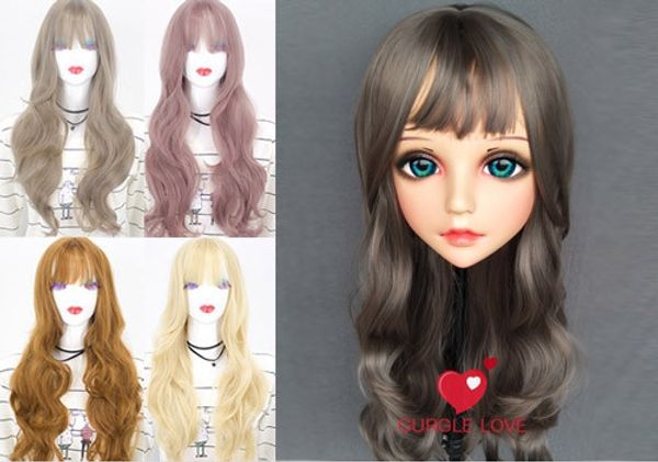 

dm-wig12) смола япония аниме cos kigurumi косплей маска унисекс лолита переодевание bjd маски пользовательские парик 70 см, Black;red