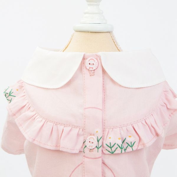 

cute spring summer dog clothes pet girl floral shirts for dogs cats vest fashion dog shirts costume with lotus leaf collar