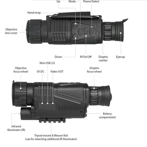 

full dark 5x40 400m диапазон инфракрасный цифровой монокуляры ночного видения оптика телескопа для охоты камеры наблюдайте новый