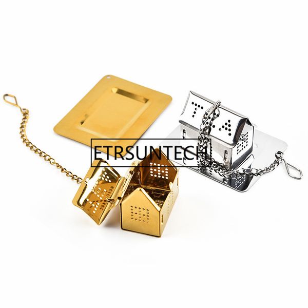 

100pcs stainless steel house shaped tea strainer handle tea leaf filter coffee herb spice filter tea infuser