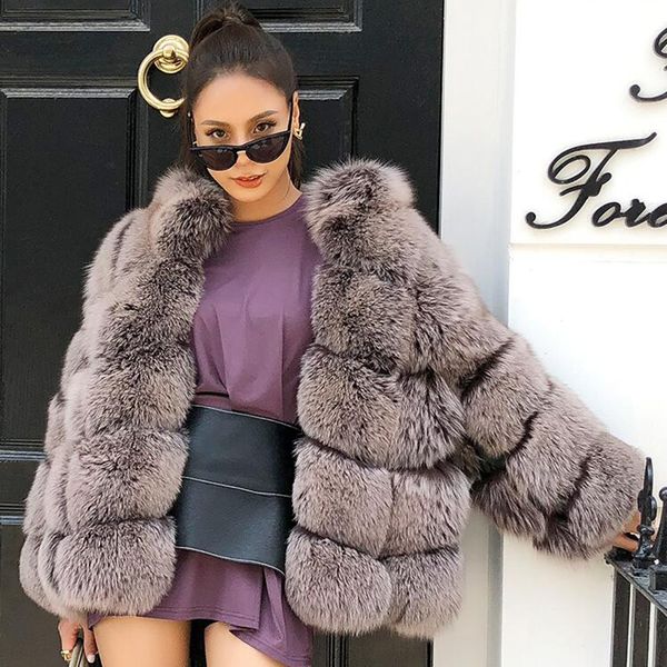 

maylofuer women short fur coat strips with double colors female coats lady winter fur jacket, Black