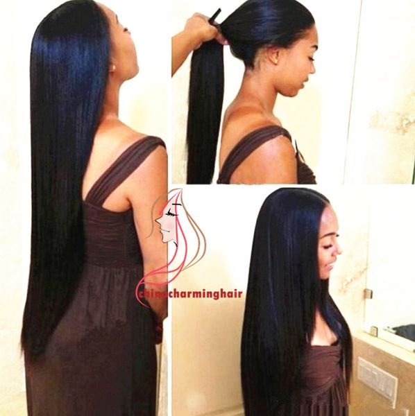 Long Straight High Ponytail 360 Lace Frontal Wig Pre Plucked Brazilian Virgin Human Hair Wigs Sew In 360 Lace Wigs Half Wigs For Black Women Full Lace