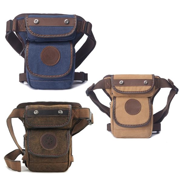 

men canvas motorcycle riding hip tactical fanny pack waist thigh drop leg bag