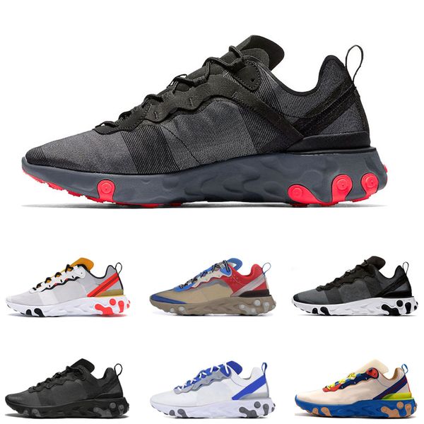 

running shoes react element 87 55 mens womens black solar red triple black bred gym red light bone mens trainers sports sneakers runner