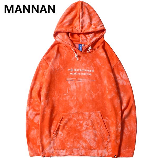 

mannan tie dye print pullover hoodies 2019 hip hop casual hooded sweatshirts male fashion streetwear blue orange purple, Black